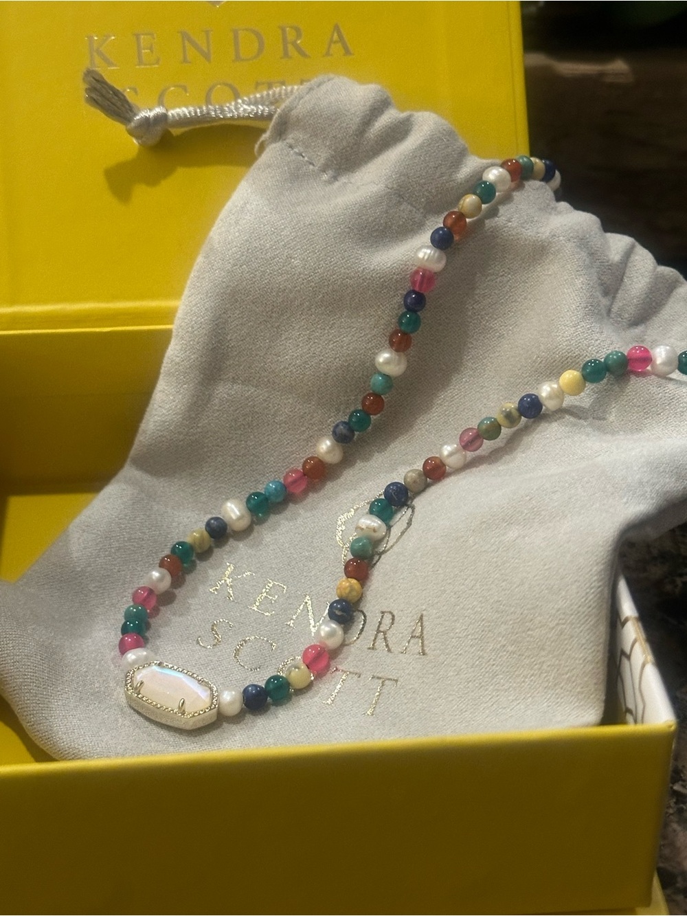 KENDRA SCOTT Beaded Elisa Necklace - Gold Multi Mix